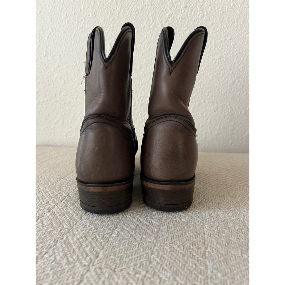 Frye Brown Leather Western Ankle Boots Women's 6.5 Made in Mexico - Picture 4 of 10